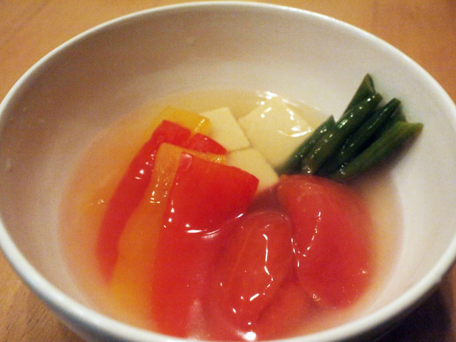 野菜の炊合せの完成。