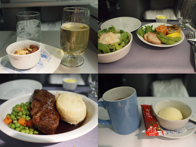 一応ウェルカムドリンクがあり、前菜があり、メインがあり、デザートとコーヒーがある。一応。