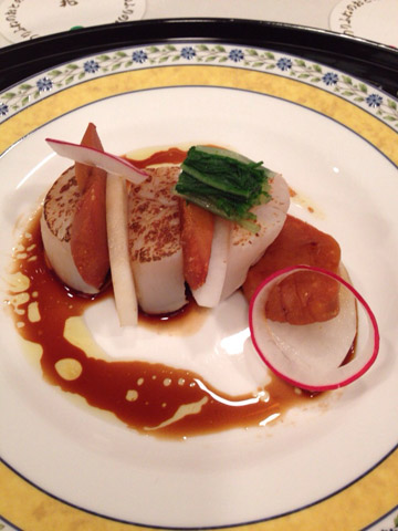 焼カラスミと炙り帆立の造里。 焼カラスミと炙り帆立の造里。