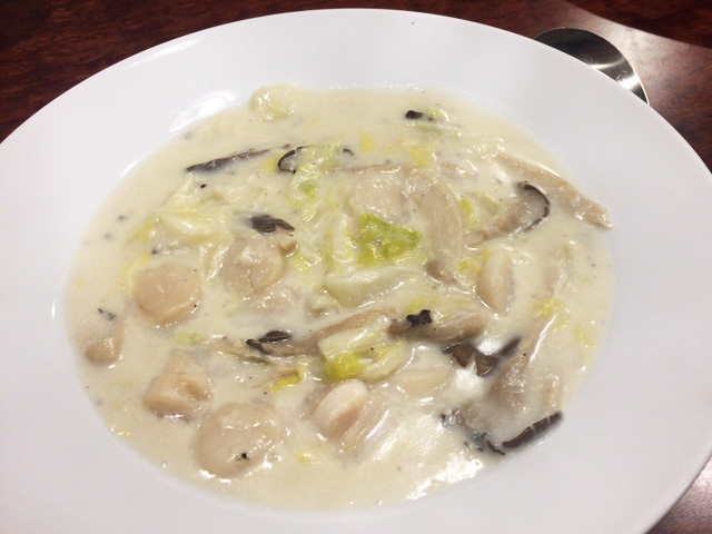 ひらたけと白菜と貝柱のミルク煮