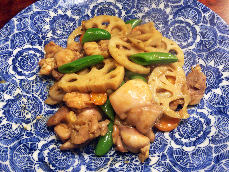 れんこんと鶏肉のしょうゆ炒め