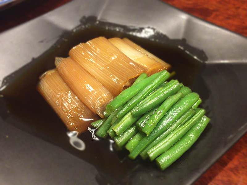 白ねぎといんげんのだし醤油煮