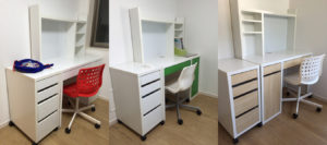 三兄弟それぞれの机。