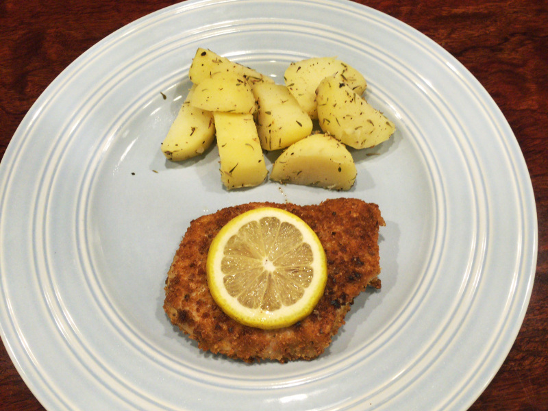 メカジキのカツレツ＆タイム風味の粉ふきいも