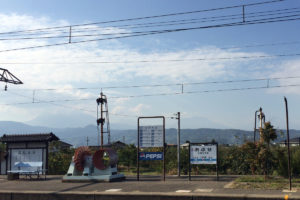 小布施の駅。北信五岳が望める。