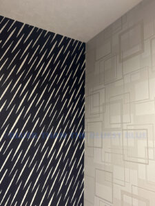 戸棚取り付け前。隠れる所まできっちり貼り込んである。