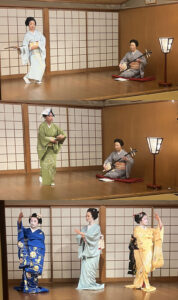 舞も披露された。中ほどの写真で舞っている方は、今年の都をどりのパンフレットで第五景「須磨明石」で竜神として写っていた方。