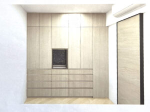 完成CGイメージ。これに飾り棚内の照明がプラスされる。