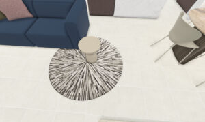 これはBo Conceptに作成してもらった3Dイメージ。このようにラグを置く。